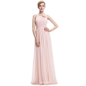 Starzz sans manches en mousseline de soie Robe de demoiselle d&#39;honneur rose simple ST000075-1